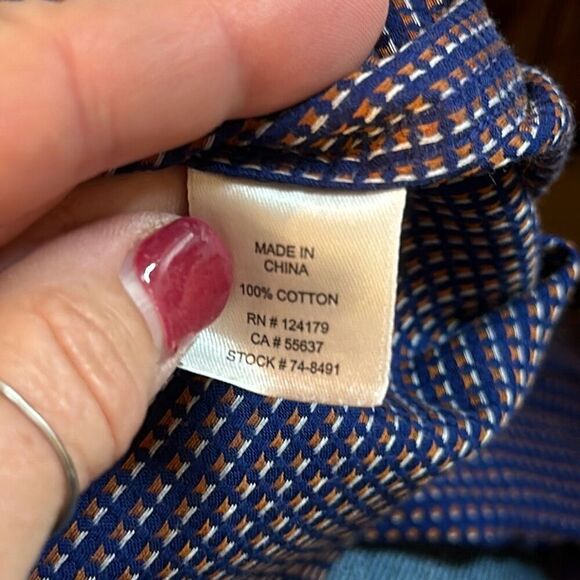 Johnston & Murphy Blue Orange Dot  Long Sleeve Button Down Dress shirt size XXL - Picture 7 of 8